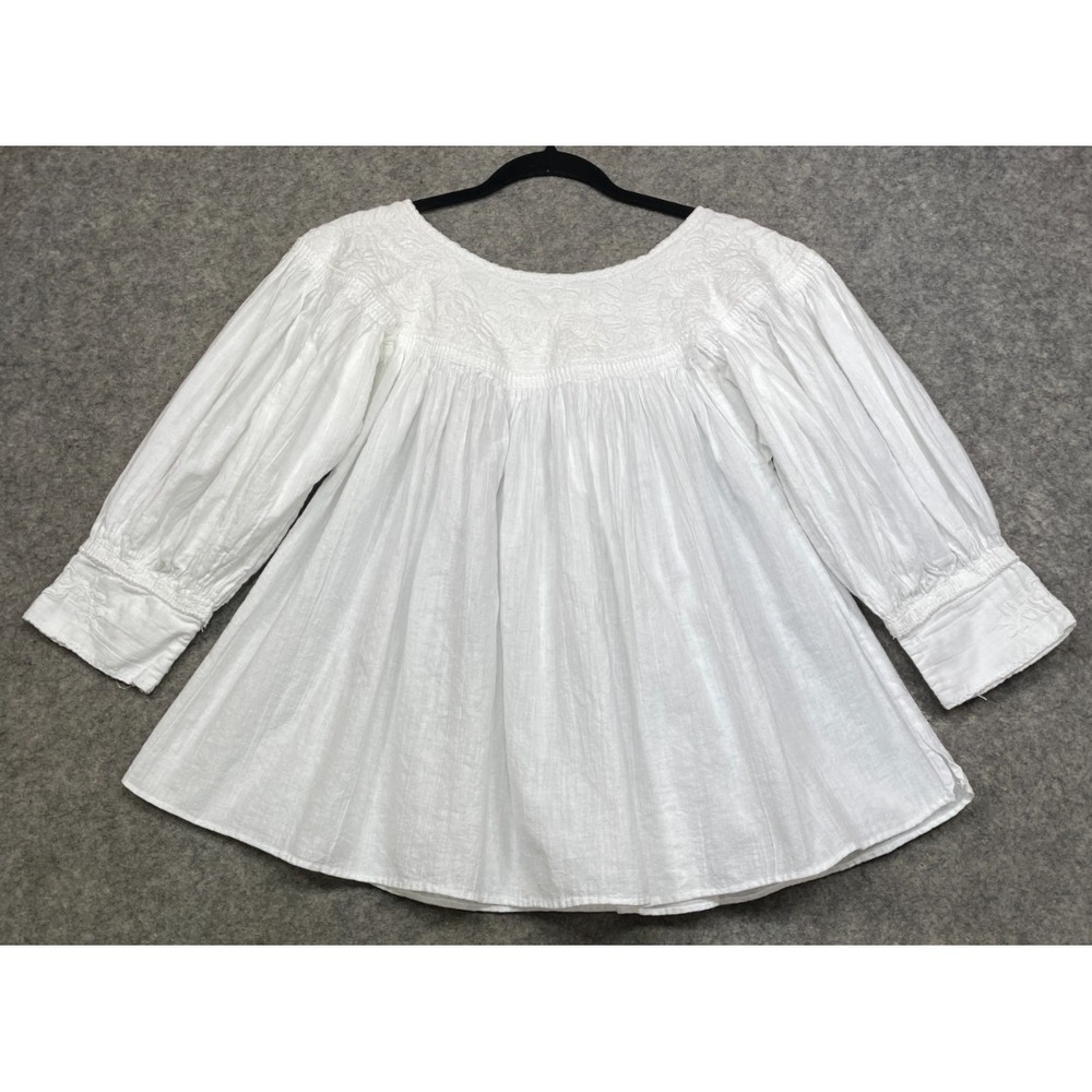 Vintage Embroidered Mexican Top Womens S M White Peasant Boho Oaxacan Huipil - Picture 6 of 16